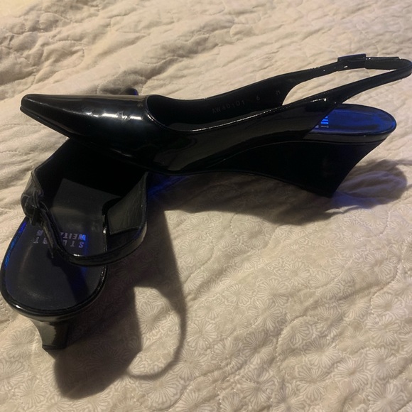 Stuart Weitzman Black patent sling backs - Picture 9 of 10